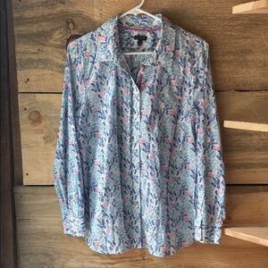 Talbots Leaf Print Button Down